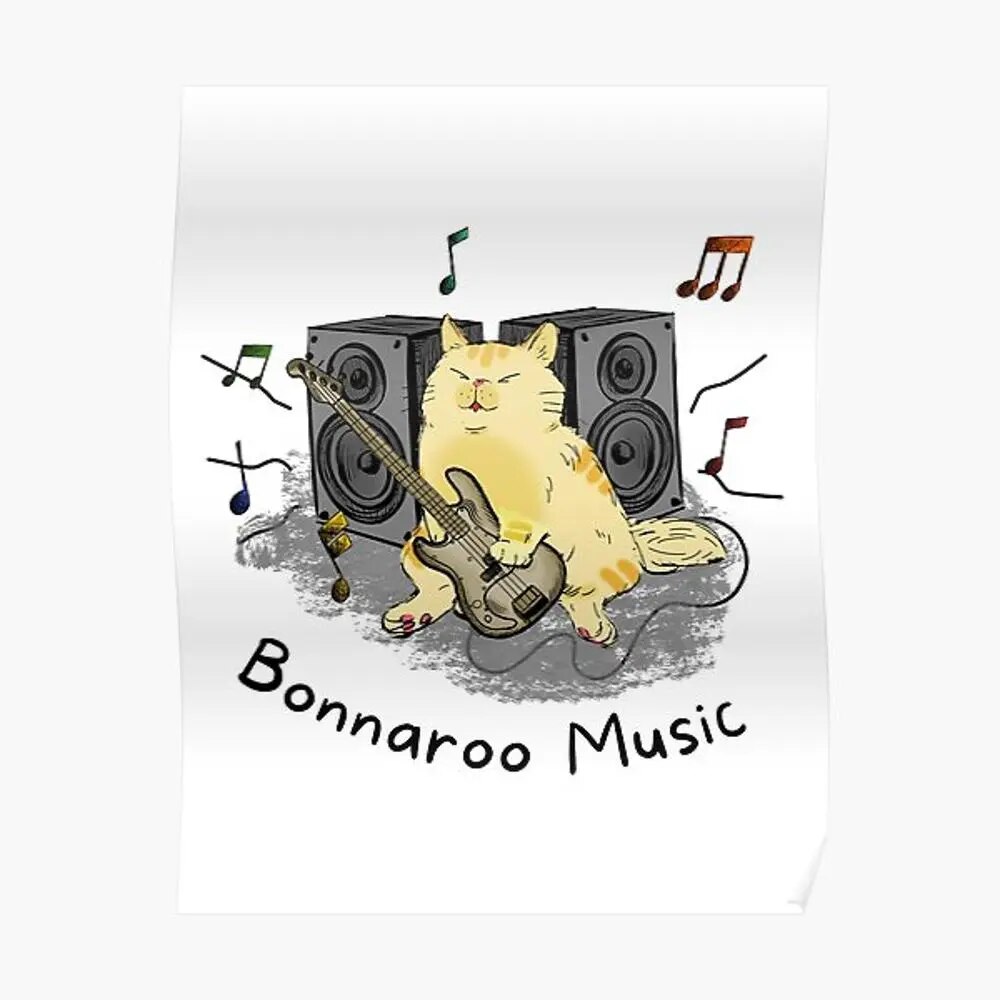 고양이 분나루 음악 축제 디자인 포스터 장식, 현대 벽 인쇄 방, 빈티지 홈 아트 벽화 장식, 재미있는 그림, 프레임 없음